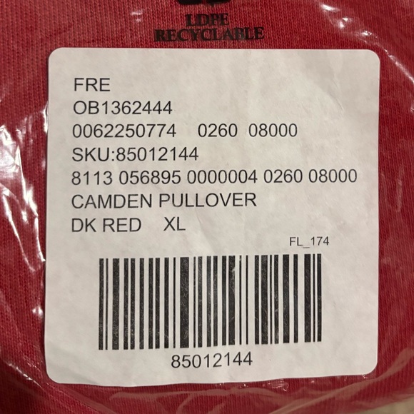 Free People Camden Oversized Sweatshirt In Dark Red. NWT! Sz XL - Picture 6 of 7